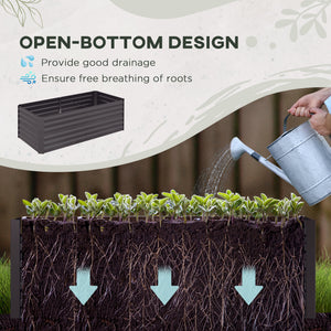Raised Garden Bed, 6' x 3' x 2' Galvanized Steel Planters for Outdoor Plants with Multi-reinforced Rods for Vegetables, Flowers and Herbs, Dark Grey
