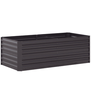 Raised Garden Bed, 6' x 3' x 2' Galvanized Steel Planters for Outdoor Plants with Multi-reinforced Rods for Vegetables, Flowers and Herbs, Dark Grey
