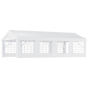 Outsunny 13' x 26' Heavy Duty Party Tent & Carport with Removable Sidewalls and Double Doors, Large Canopy Tent, Sun Shade Shelter, for Parties, Wedding, Outdoor Events, BBQ, White