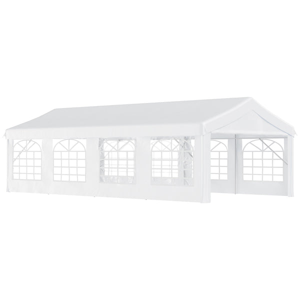 Outsunny 13' x 26' Heavy Duty Party Tent & Carport with Removable Sidewalls and Double Doors, Large Canopy Tent, Sun Shade Shelter, for Parties, Wedding, Outdoor Events, BBQ, White