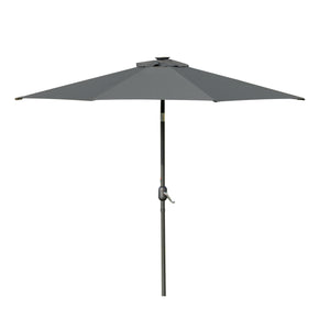 9ft Solar Patio Umbrella Outdoor Sunshade 24 LED Lights Tilt Canopy, Charcoal Grey