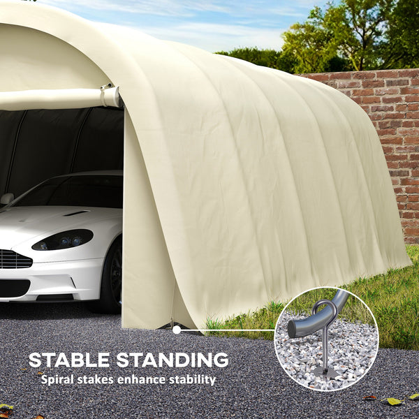 12' x 23.6' Heavy Duty Carport, Portable Garage Car Canopy Tent with UPF50+ Sun Protection, Galvanized Frame, Large Roll-Up Door for Cars, Trucks, Boats, Motorcycle, Bike, Beige