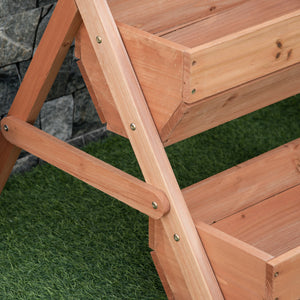 3 Tier 66L Raised Garden Bed Wooden Elevated Planter Box Kit for Flower, Vegetable, Herb, 65 x 75 x 76cm, Brown