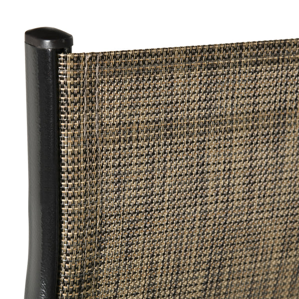 4 Pieces Garden Chairs, Stackable Outdoor Chairs with High Backrest and Armrest, Breathable Mesh Fabric Dining Chair Set of 4, Mixed Brown
