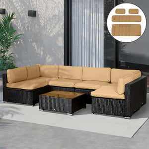 14Pcs Outdoor Cushion Covers, Patio Cushion Covers Replacement for Rattan Sofa Set - No Cushion Included, Light Yellow
