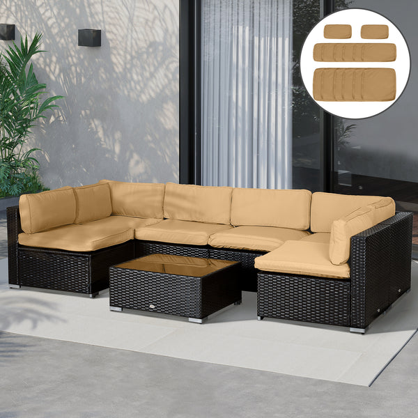 14Pcs Outdoor Cushion Covers, Patio Cushion Covers Replacement for Rattan Sofa Set - No Cushion Included, Light Yellow