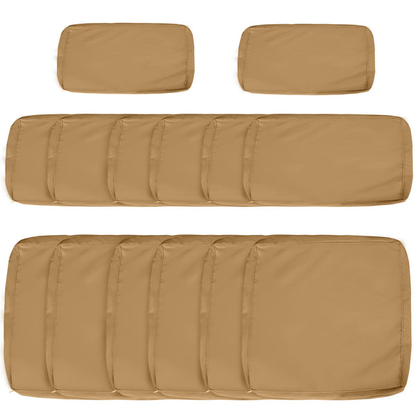 14Pcs Outdoor Cushion Covers, Patio Cushion Covers Replacement for Rattan Sofa Set - No Cushion Included, Light Yellow