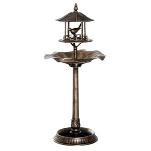 3-in-1 Garden Bird Bath Bowl Pedastal with Bird Feeder, Large Water Basin, & Underneath Flower Planter