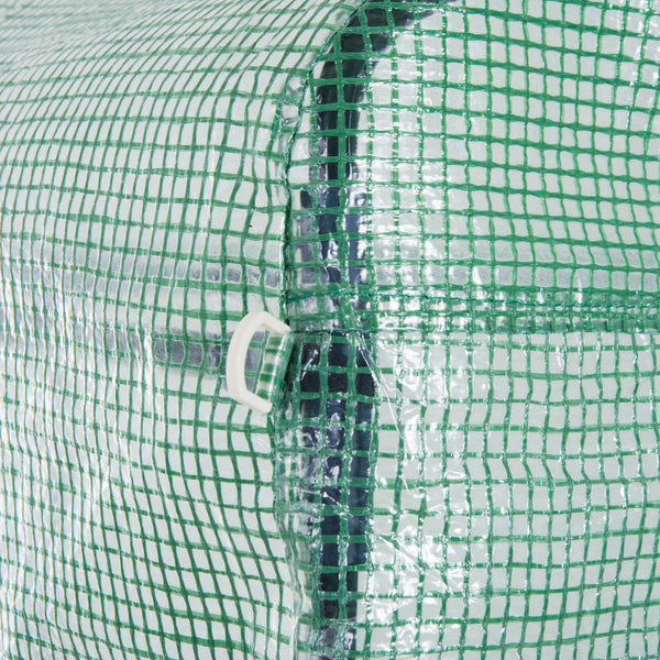 4 x 3 x 2 m Polytunnel Greenhouse with Roll-up Side Walls, Walk-in Grow House Tent with Steel Frame, Reinforced Cover, Zipped Door and 12 Mesh Windows for Garden, Green