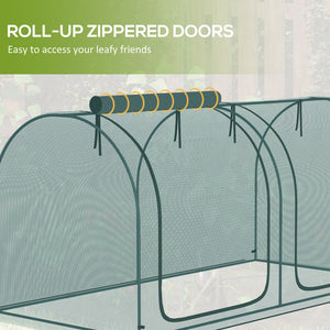 8' x 4' Crop Cage, Plant Protection Tent, with Two Zippered Doors and 4 Ground Stakes, for Garden, Yard, Lawn, Dark Green