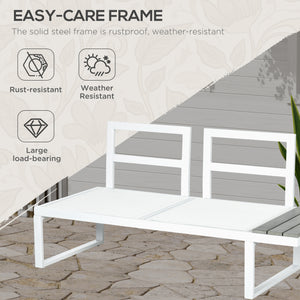 4 Pieces Patio Garden Set with 5-Level Recline Corner Sofa, Outdoor Garden Lounge Sectional Conversation Sofa Set with Cushions, Wood Grain Plastic Table, White  Frame Grey Cushion