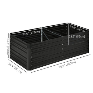 Raised Garden Bed, 6' x 3' x 2' Galvanized Steel Planters for Outdoor Plants with Multi-reinforced Rods for Vegetables, Flowers and Herbs, Black