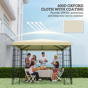 3 x 3(m) Gazebo Canopy Replacement Cover, Garden Gazebo Roof Replacement with Drain Holes, Water Resistant PVC Coating, 370g/㎡, UPF30+, TOP COVER ONLY, Cream White