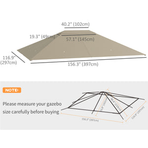 10' x 13' Gazebo Canopy Replacement, Outdoor Gazebo Cover Top Roof Replacement with Vents and Drain Holes, (TOP COVER ONLY), Khaki