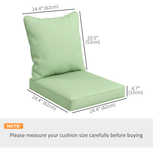 4-Piece Patio Chair Cushions Pillows, Back and Seat Replacement Patio Cushions Set for Indoor Outdoor Garden Furniture, Green