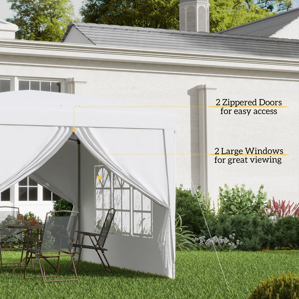 10'x10' Outdoor Pop Up Party Tent Gazebo Canopy with Carrying Bag (White)