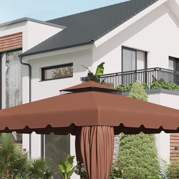 9.8' x 9.8' Gazebo Replacement Canopy, Gazebo Top Cover with Double Vented Roof for Garden Patio Outdoor TOP ONLY, Coffee