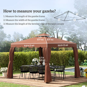 9.8' x 9.8' Gazebo Replacement Canopy, Gazebo Top Cover with Double Vented Roof for Garden Patio Outdoor TOP ONLY, Coffee
