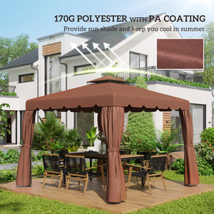 9.8' x 9.8' Gazebo Replacement Canopy, Gazebo Top Cover with Double Vented Roof for Garden Patio Outdoor TOP ONLY, Coffee