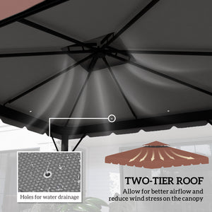 9.8' x 9.8' Gazebo Replacement Canopy, Gazebo Top Cover with Double Vented Roof for Garden Patio Outdoor TOP ONLY, Coffee