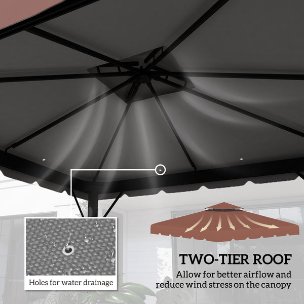 9.8' x 9.8' Gazebo Replacement Canopy, Gazebo Top Cover with Double Vented Roof for Garden Patio Outdoor TOP ONLY, Coffee