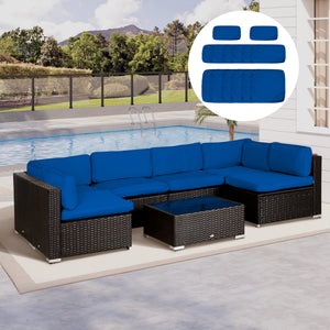 14Pcs Outdoor Cushion Covers, Patio Cushion Covers Replacement for Rattan Sofa Set - No Cushion Included, Navy Blue