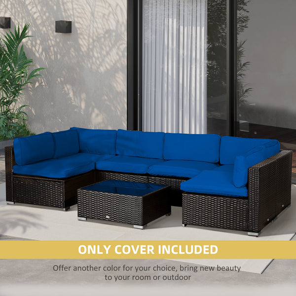 14Pcs Outdoor Cushion Covers, Patio Cushion Covers Replacement for Rattan Sofa Set - No Cushion Included, Navy Blue
