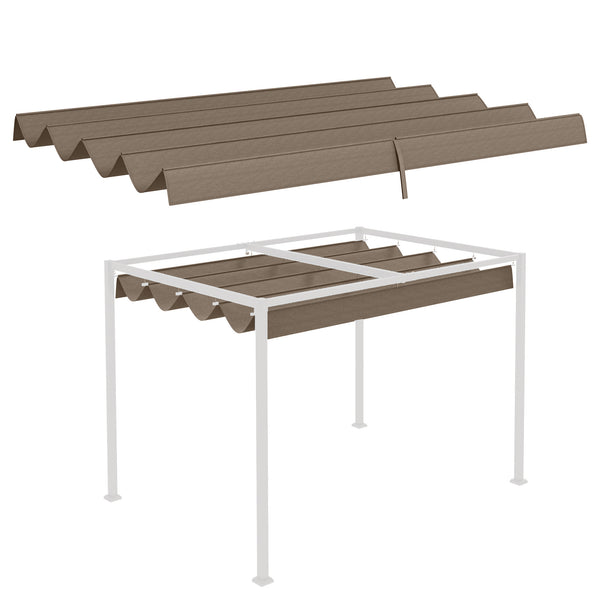 Retractable Pergola Roof, Sun Shade Cover, UV30+ Protected Replacement Canopy Fabric for 3 x 2m Pergola Frame, Coffee