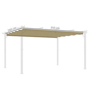 Retractable Pergola Shade Cover, Replacement Canopy Fabric for 4 x 3 (m) Pergola, Gazebo Retractable Roof, Tan
