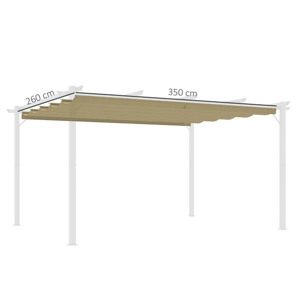 Retractable Pergola Shade Cover, Replacement Canopy Fabric for 4 x 3 (m) Pergola, Gazebo Retractable Roof, Tan