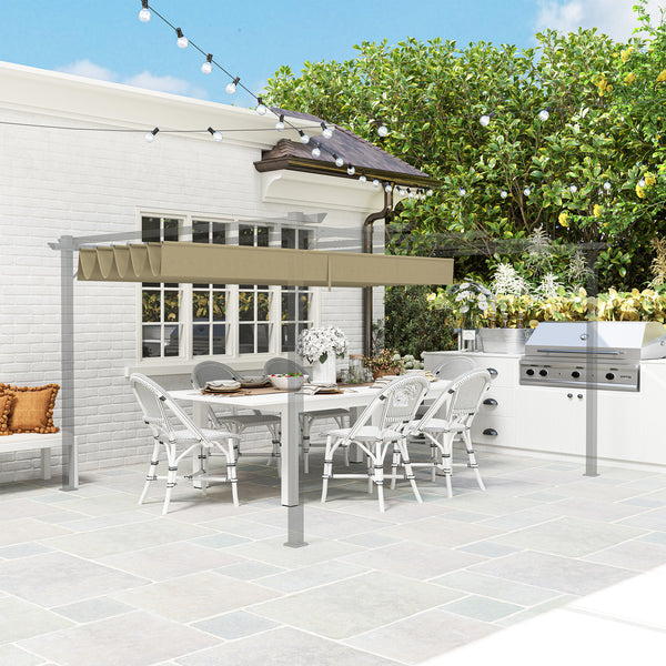 Retractable Pergola Shade Cover, Replacement Canopy Fabric for 4 x 3 (m) Pergola, Gazebo Retractable Roof, Tan