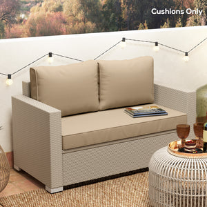 2 Seater Outdoor Seat Cushions with Backrest, Loveseat Double Sofa Outdoor Furniture Cushions, Fade-Resistant Replacement Patio Cushions for Indoor and Outdoor, Beige