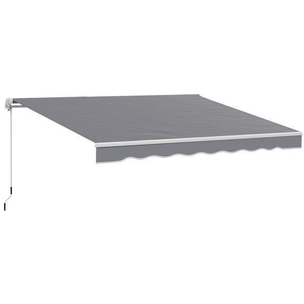 2.5m x 2m Retractable Awning, DIY Garden Awning Canopy, Anti-UV Sun Shade Shelter with Aluminium Frame and Crank Handle, Dark Grey