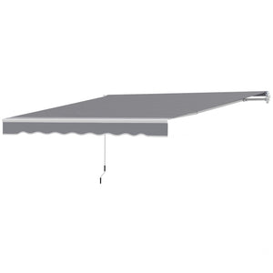 2.5m x 2m Retractable Awning, DIY Garden Awning Canopy, Anti-UV Sun Shade Shelter with Aluminium Frame and Crank Handle, Dark Grey