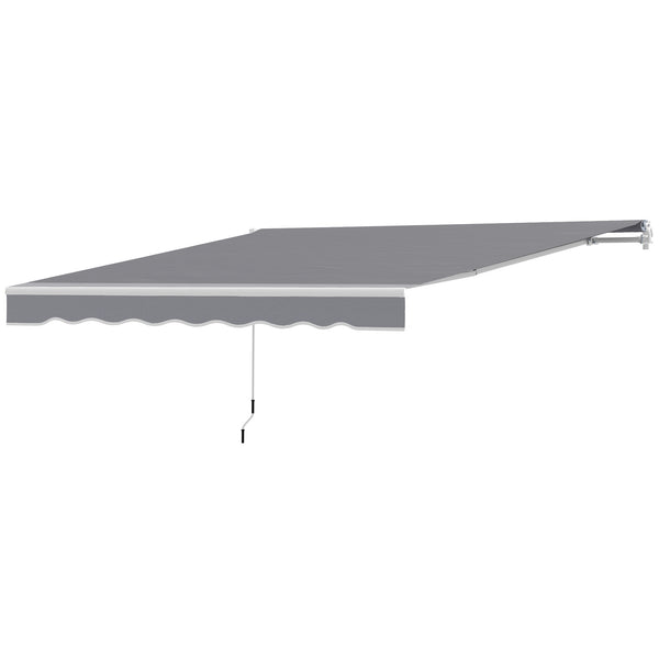 2.5m x 2m Retractable Awning, DIY Garden Awning Canopy, Anti-UV Sun Shade Shelter with Aluminium Frame and Crank Handle, Dark Grey