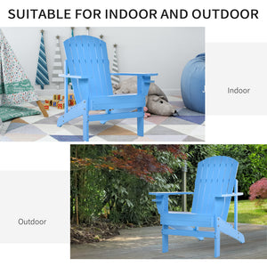 Classic Adirondack Chair Muskoka Chair, Garden Deck Chair with Cup Holder for Patio, Indoor, Backyard, Blue