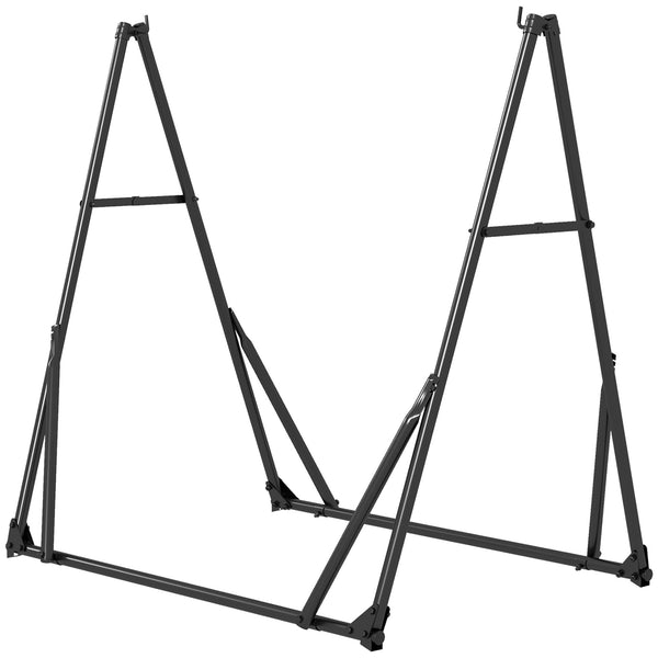 Foldable Hammock Stand, Portable Hammock with Metal Frame, 2 in 1 Hammock Net Stand, Hammock Chair Stand with Carry Bag, Load Capacity 120kg, for Patio, Garden, Yard, Black