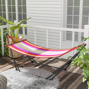 Foldable Hammock Stand, Portable Hammock with Metal Frame, 2 in 1 Hammock Net Stand, Hammock Chair Stand with Carry Bag, Load Capacity 120kg, for Patio, Garden, Yard, Black