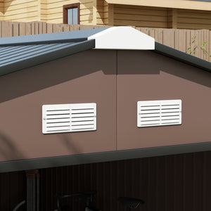 Outsunny 11' x 13' Outdoor Storage Shed, Garden Tool Metal Shed with Foundation Kit, Double Lockable Door, Air Vents and Sloping Roof, for Backyard, Patio, Lawn, Brown