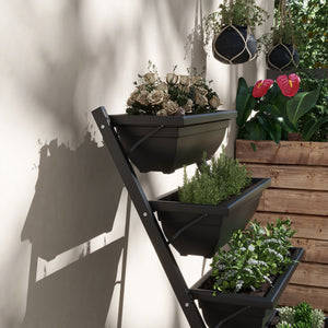 5-Tier Raised Garden Bed with 5 Planter Boxes, Outdoor Plant Stand Grow Containers with Leaking Holes for Balcony Patio Outdoor, Black