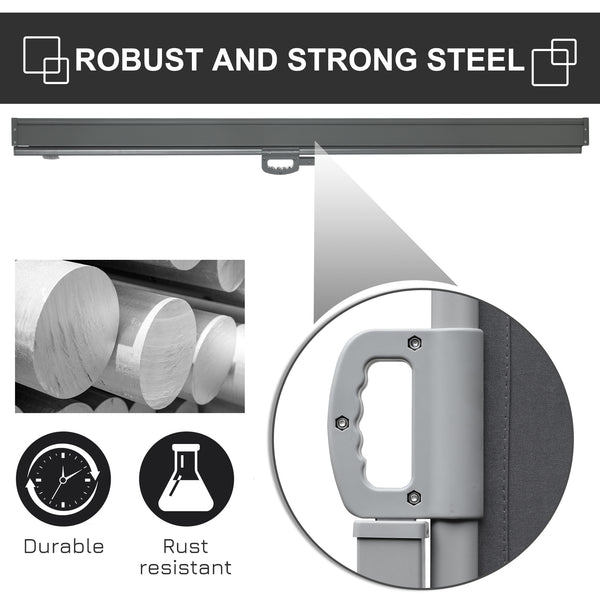 118" x 71" Retractable Side Awning Patio Outdoor Folding Privacy Screen with Resistance to UV Rays & Wind, Grey