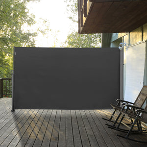 118" x 71" Retractable Side Awning Patio Outdoor Folding Privacy Screen with Resistance to UV Rays & Wind, Grey