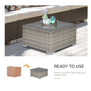 Patio Rattan Coffee Table Ready to Use Outdoor Furniture Suitable for Garden Backyard, Grey