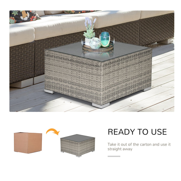 Patio Rattan Coffee Table Ready to Use Outdoor Furniture Suitable for Garden Backyard, Grey