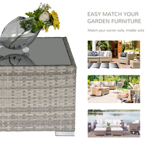 Patio Rattan Coffee Table Ready to Use Outdoor Furniture Suitable for Garden Backyard, Grey