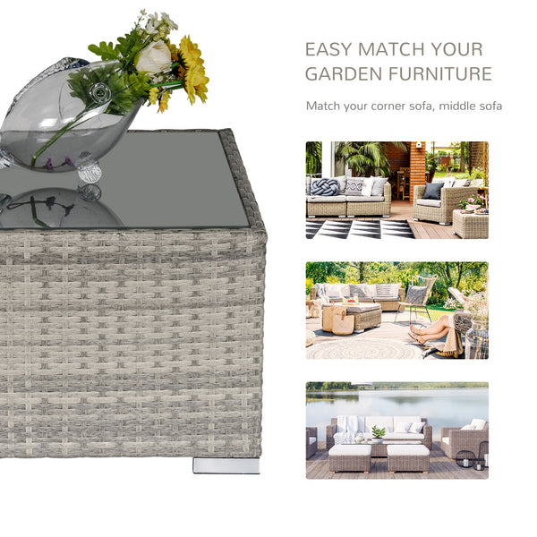 Patio Rattan Coffee Table Ready to Use Outdoor Furniture Suitable for Garden Backyard, Grey