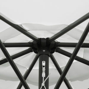 10' x 8' Round Market Umbrella, Patio Umbrella with Crank Handle and Tilt, Outdoor Parasol for Garden, Bench, Lawn, White