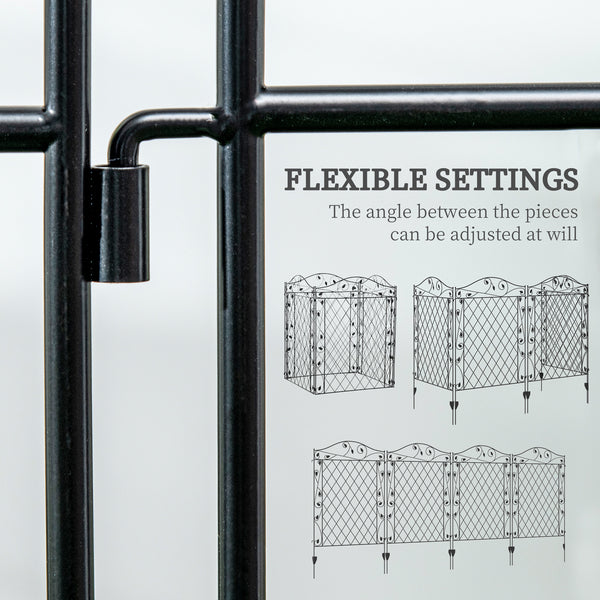 Garden Fence, 4 Pack Metal Fence Panels, 11.5' Animal Barrier & Decorative Border Flower Edging for Yard, Landscape, Patio, Outdoor Décor, 43" H, Wavey Vines