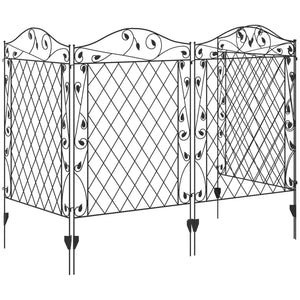 Garden Fence, 4 Pack Metal Fence Panels, 11.5' Animal Barrier & Decorative Border Flower Edging for Yard, Landscape, Patio, Outdoor Décor, 43" H, Wavey Vines