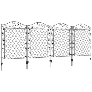 Garden Fence, 4 Pack Metal Fence Panels, 11.5' Animal Barrier & Decorative Border Flower Edging for Yard, Landscape, Patio, Outdoor Décor, 43" H, Wavey Vines